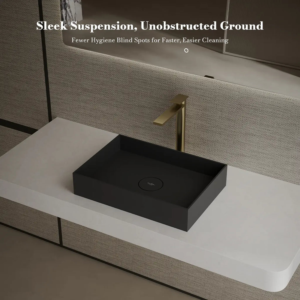 MonBlari TW-A112 Black Solid Surface Countertop Basin 450mm - 500mm