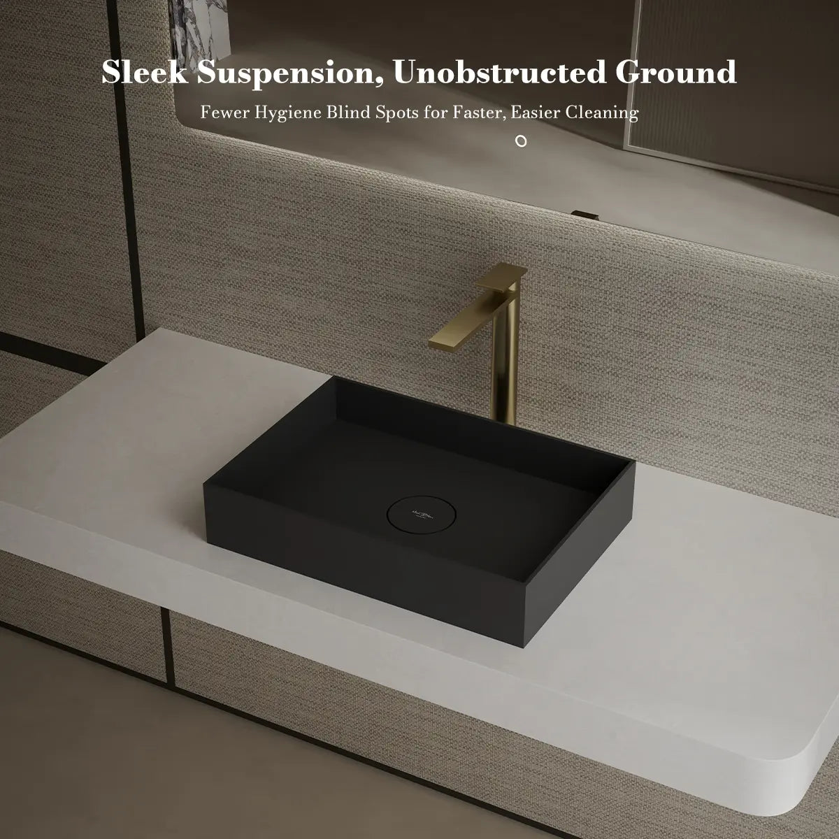 MonBlari TW-A112 Black Solid Surface Countertop Basin 450mm - 500mm
