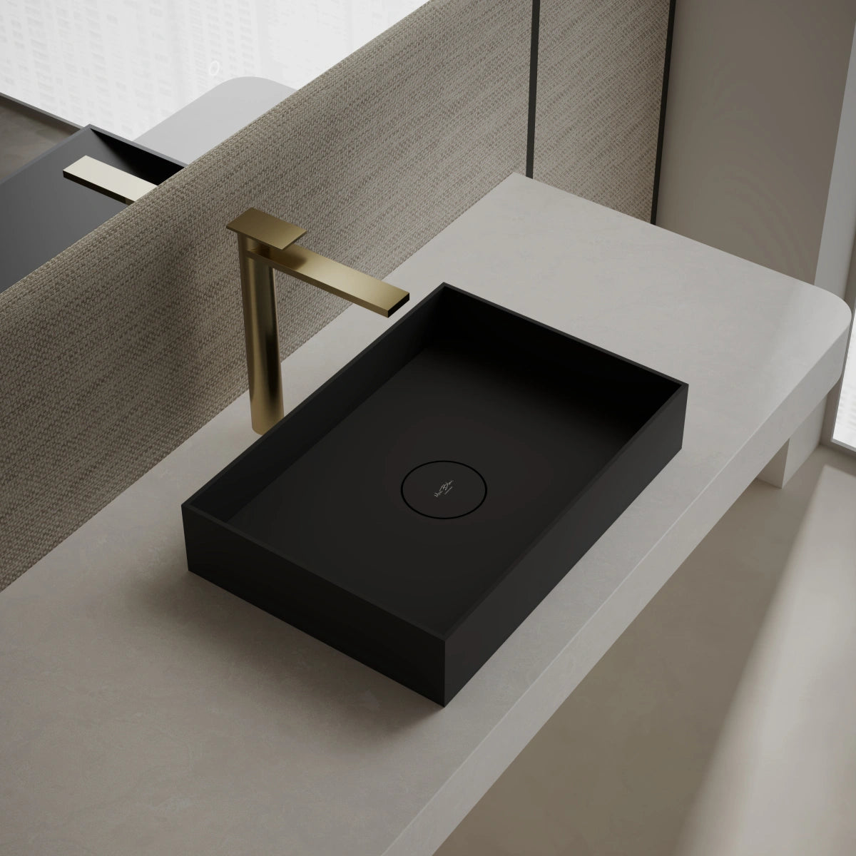 MonBlari TW-A112 Black Solid Surface Countertop Basin 450mm - 500mm