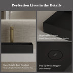 MonBlari TW-A112 Black Solid Surface Countertop Basin 450mm - 500mm