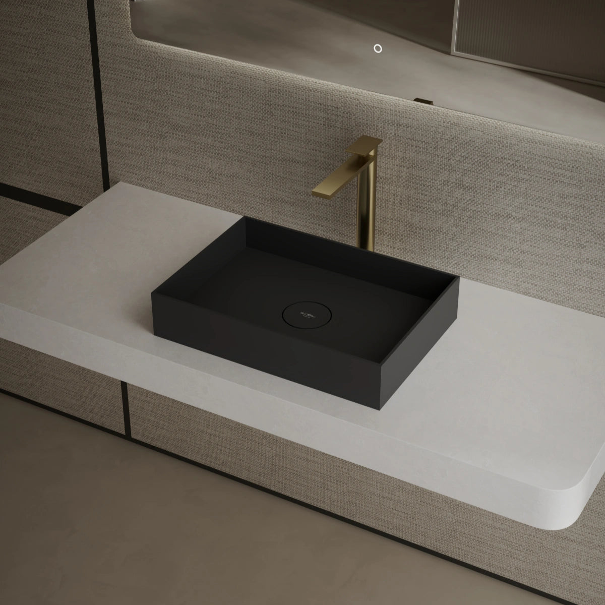 MonBlari TW-A112 Black Solid Surface Countertop Basin 450mm - 500mm Main image