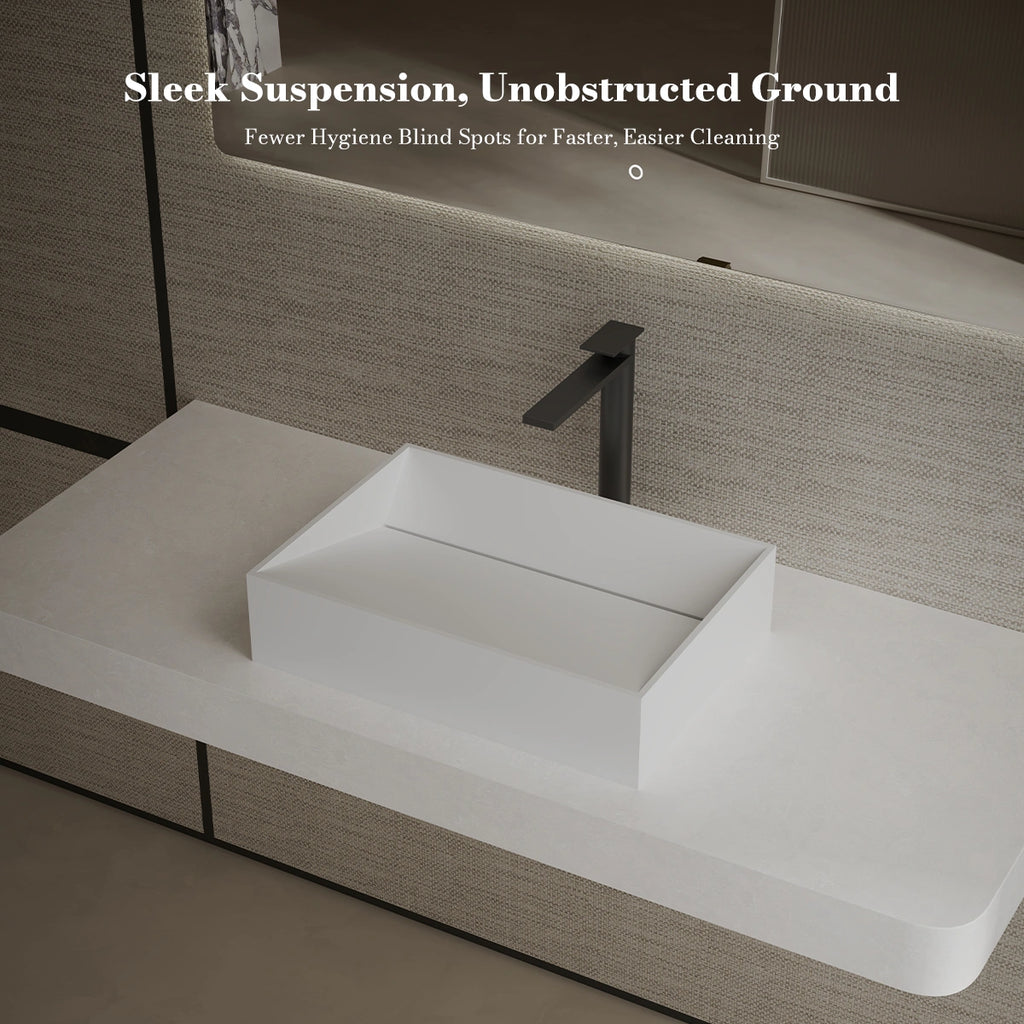 MonBlari TW-A113 White Solid Surface Countertop Basin 450mm - 600mm