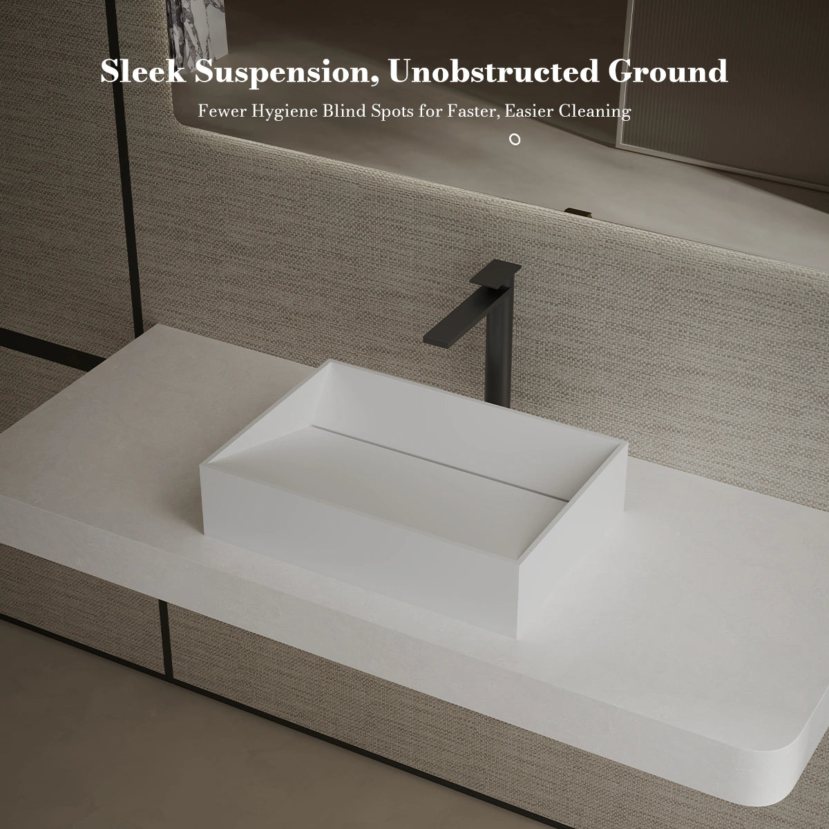 MonBlari TW-A113 White Solid Surface Countertop Basin 450mm - 600mm