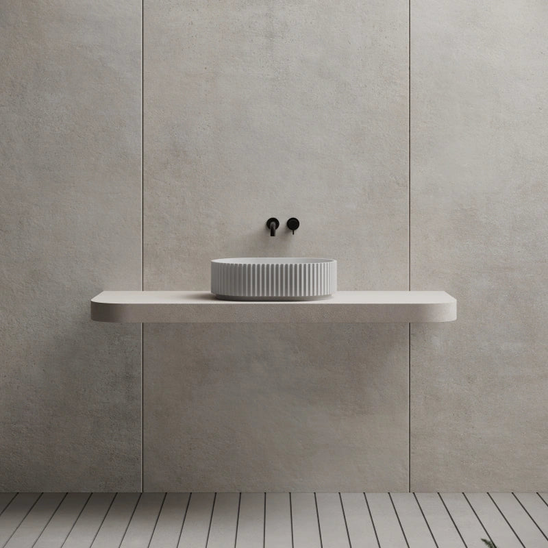 MonBlari Oval Solid Surface Fluted Countertop Basin 480mm