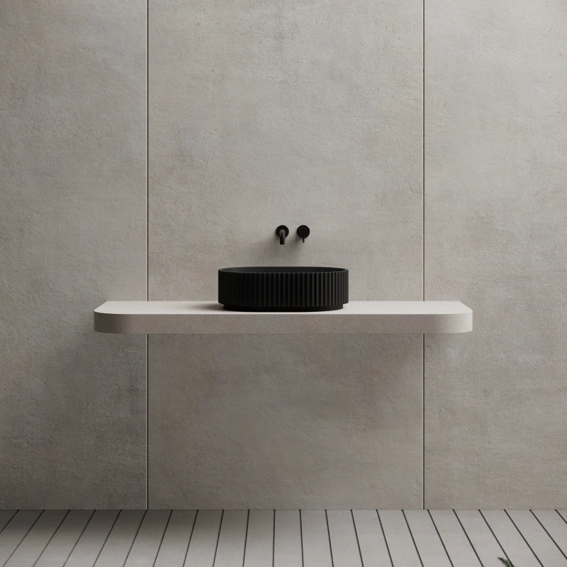 MonBlari Oval Solid Surface Fluted Countertop Basin 480mm