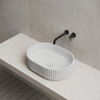 MonBlari Oval Solid Surface Fluted Countertop Basin 480mm