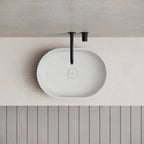 MonBlari Oval Solid Surface Fluted Countertop Basin 480mm