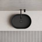 MonBlari Oval Solid Surface Fluted Countertop Basin 480mm
