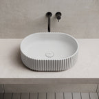 MonBlari Oval Solid Surface Fluted Countertop Basin 480mm