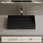 MonBlari TW-A160 Black Solid Surface Countertop Basin 600mm