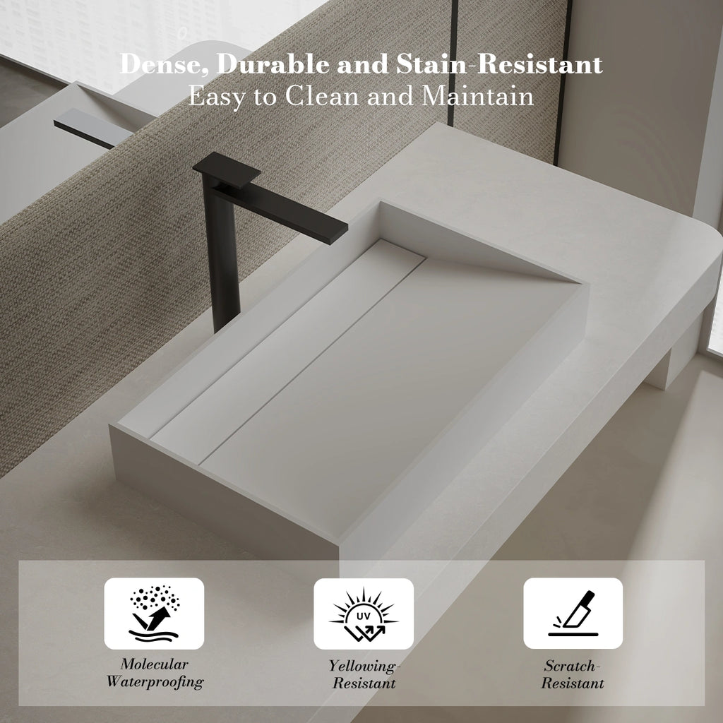 MonBlari TW-A160 White Solid Surface Countertop Basin 600mm