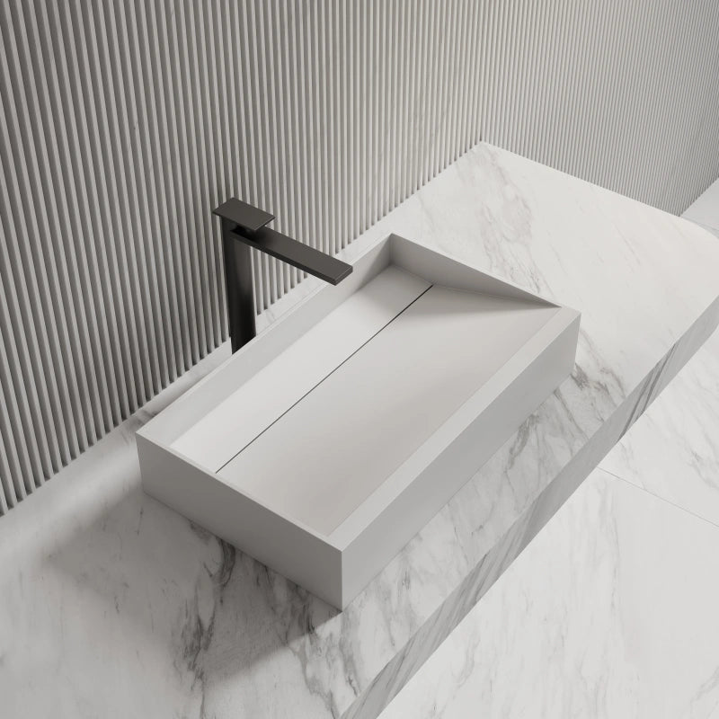 MonBlari Rectangular Solid Surface Basins 600mm Countertop Basin