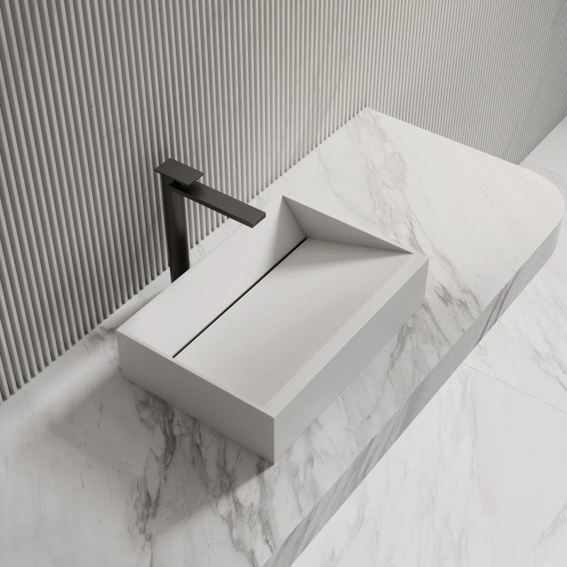 Monblari White Rectangular Solid Surface Basins 500mm
