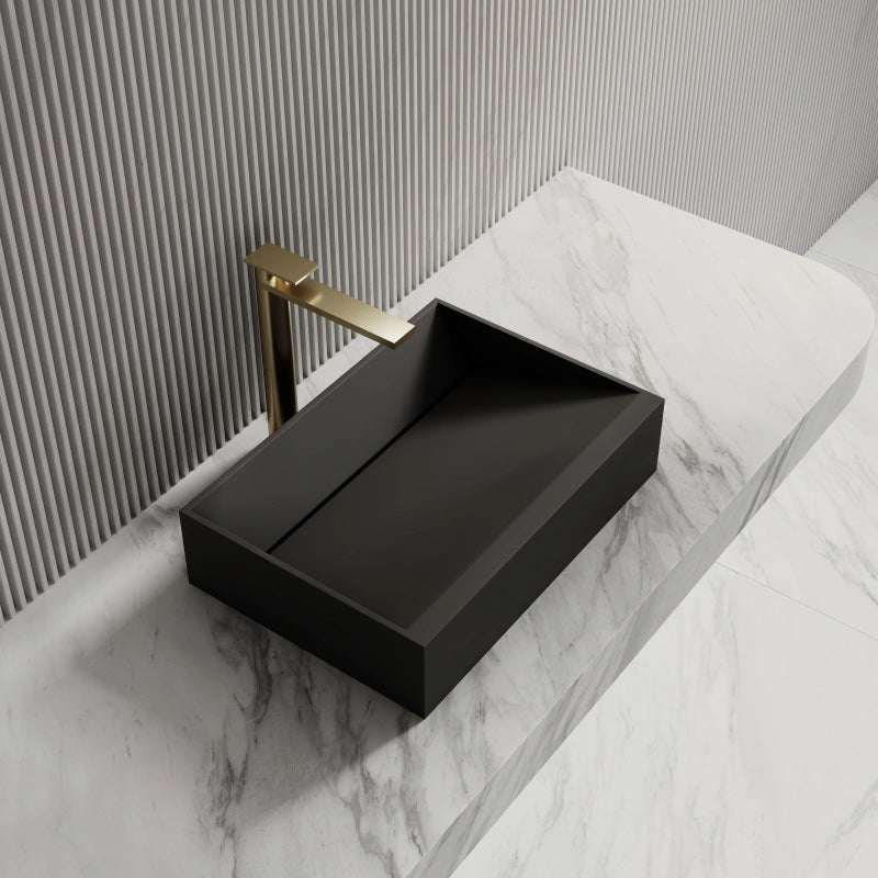 Monblari Black Rectangular Solid Surface Basins 500mm