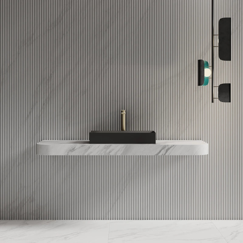 Monblari Sink Basin Black Rectangular Solid Surface Basins 600mm