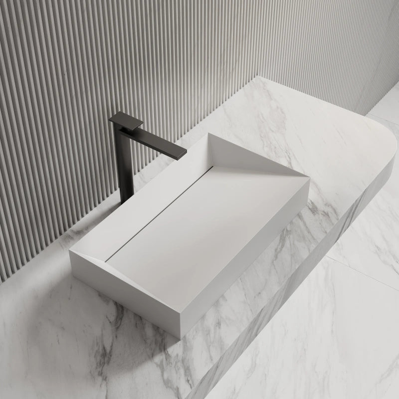 Monblari Sink Basin White Rectangular Solid Surface Basins 600mm