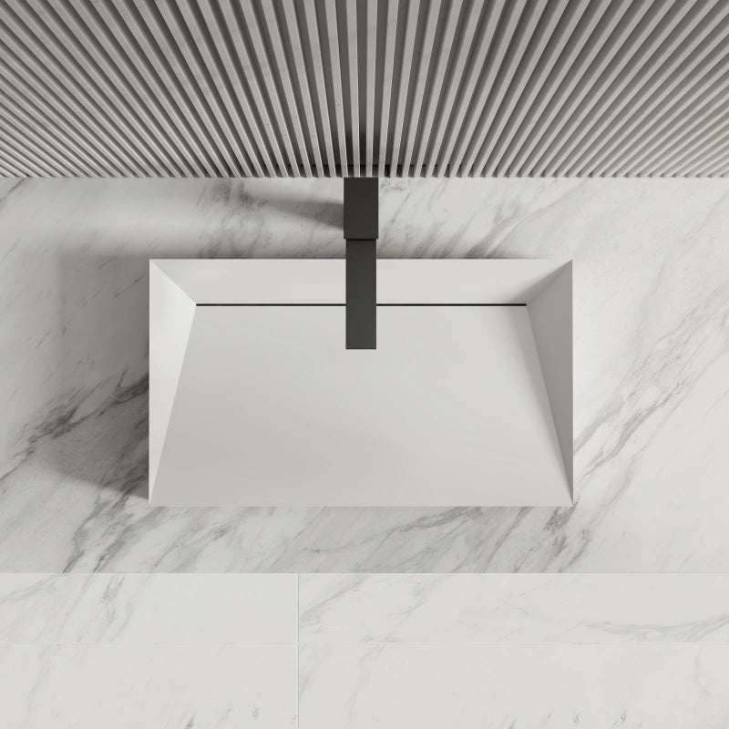 Monblari Sink Basin White Rectangular Solid Surface Basins 600mm