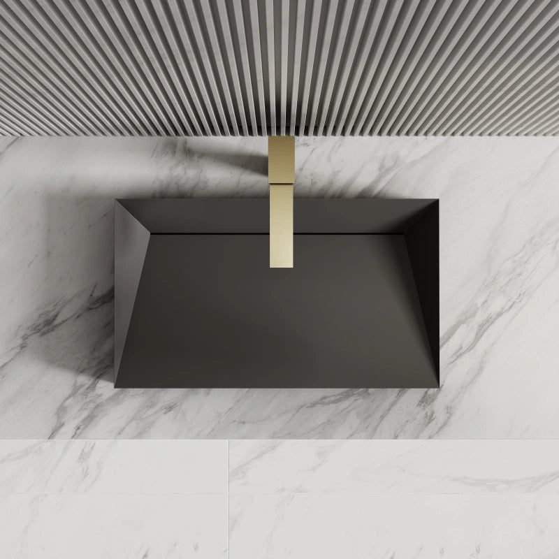Monblari Sink Basin Black Rectangular Solid Surface Basins 600mm