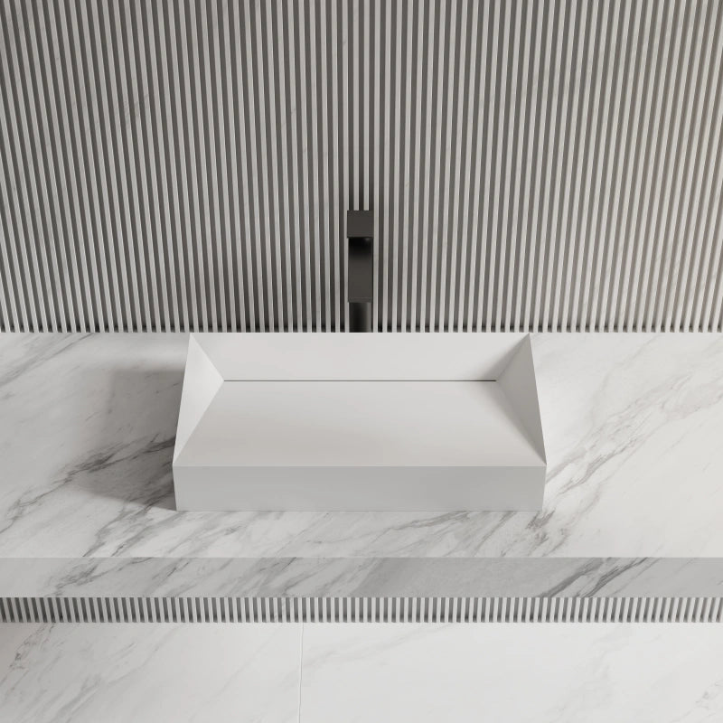 Monblari Sink Basin White Rectangular Solid Surface Basins 600mm