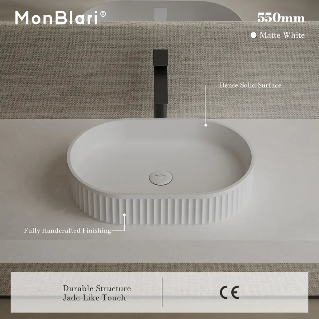 MonBlari TW-A8121 White Solid Surface Countertop Basin 550mm