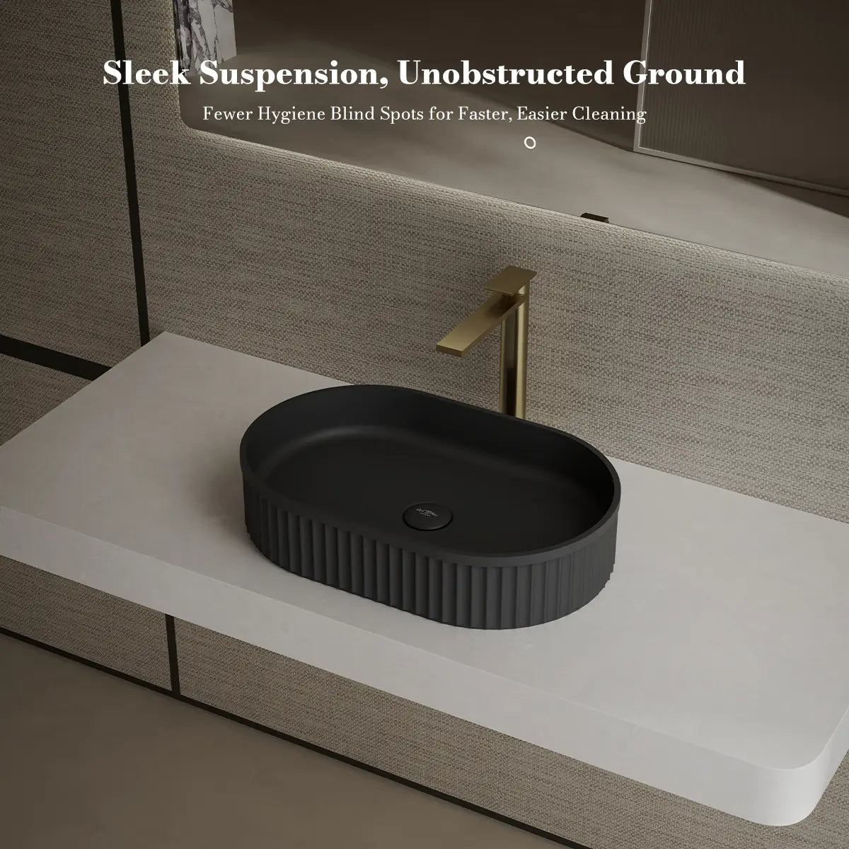 MonBlari TW-A8121 Black  Solid Surface Countertop Basin 550mm