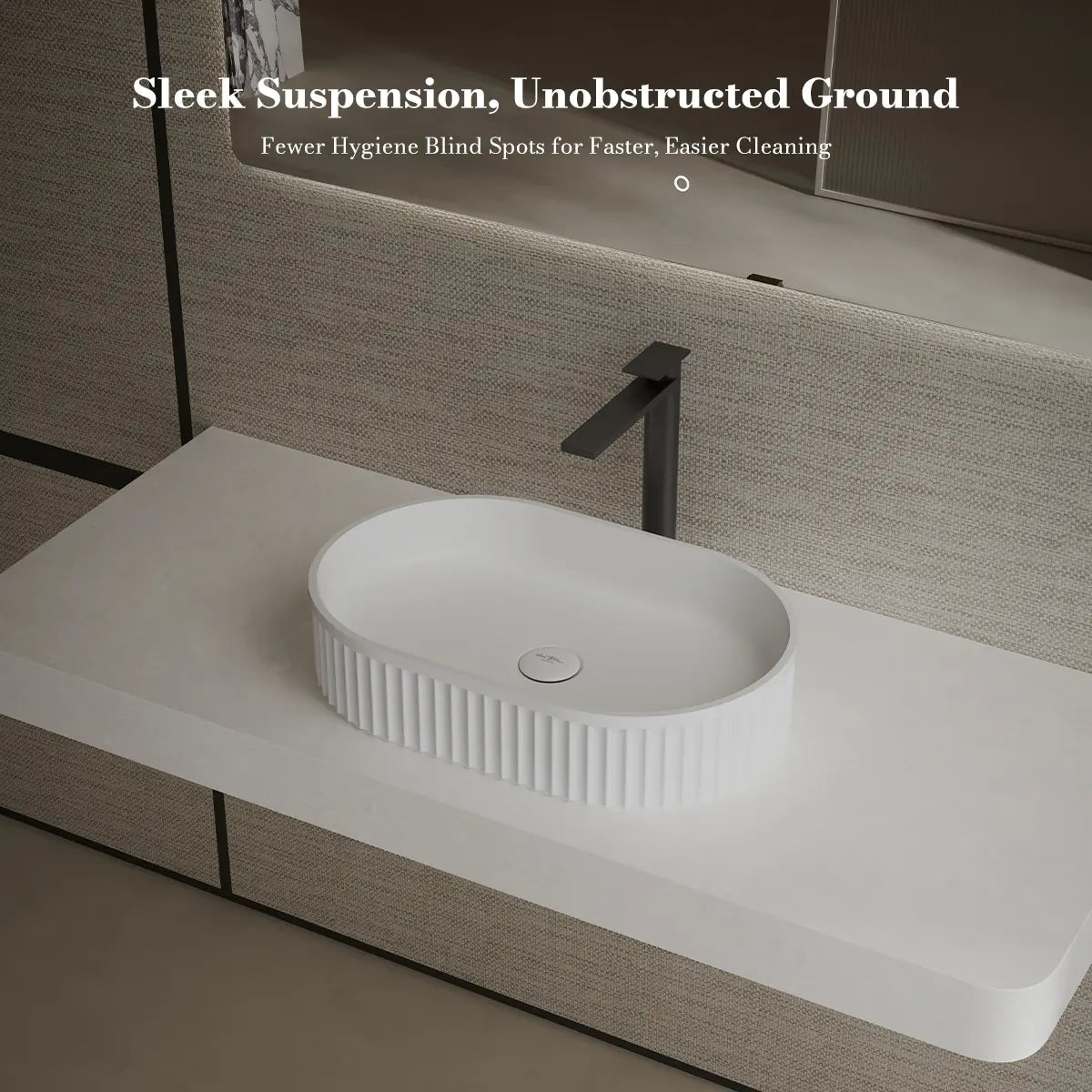 MonBlari TW-A8121 White Solid Surface Countertop Basin 550mm