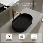 MonBlari TW-A8121 Black  Solid Surface Countertop Basin 550mm