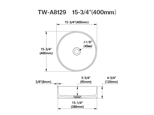 MonBlari Round Marble Fluted Countertop Vessl Wash Basin 400mm