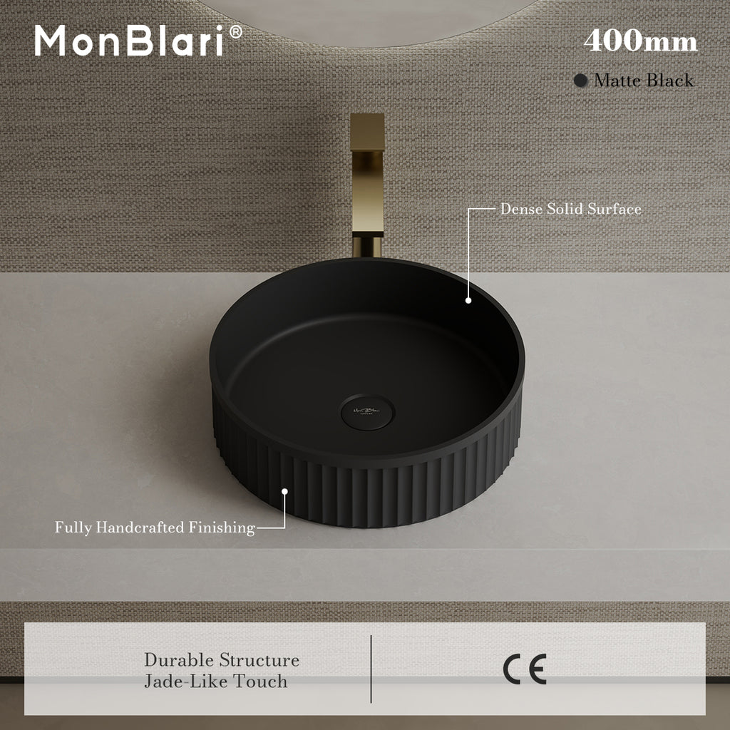 MonBlari TW-A8129 Black Solid Surface Countertop Basin 400mm