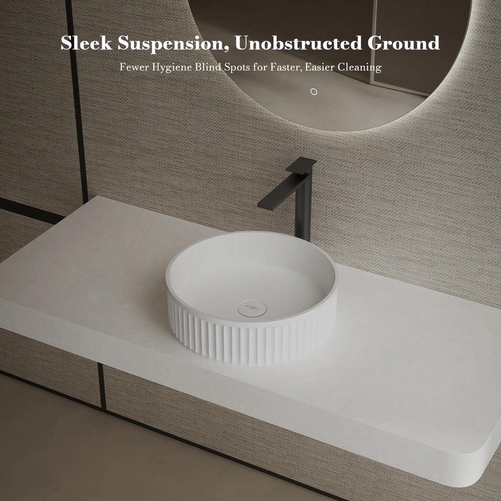 MonBlari TW-A8129 White Solid Surface Countertop Basin 400mm