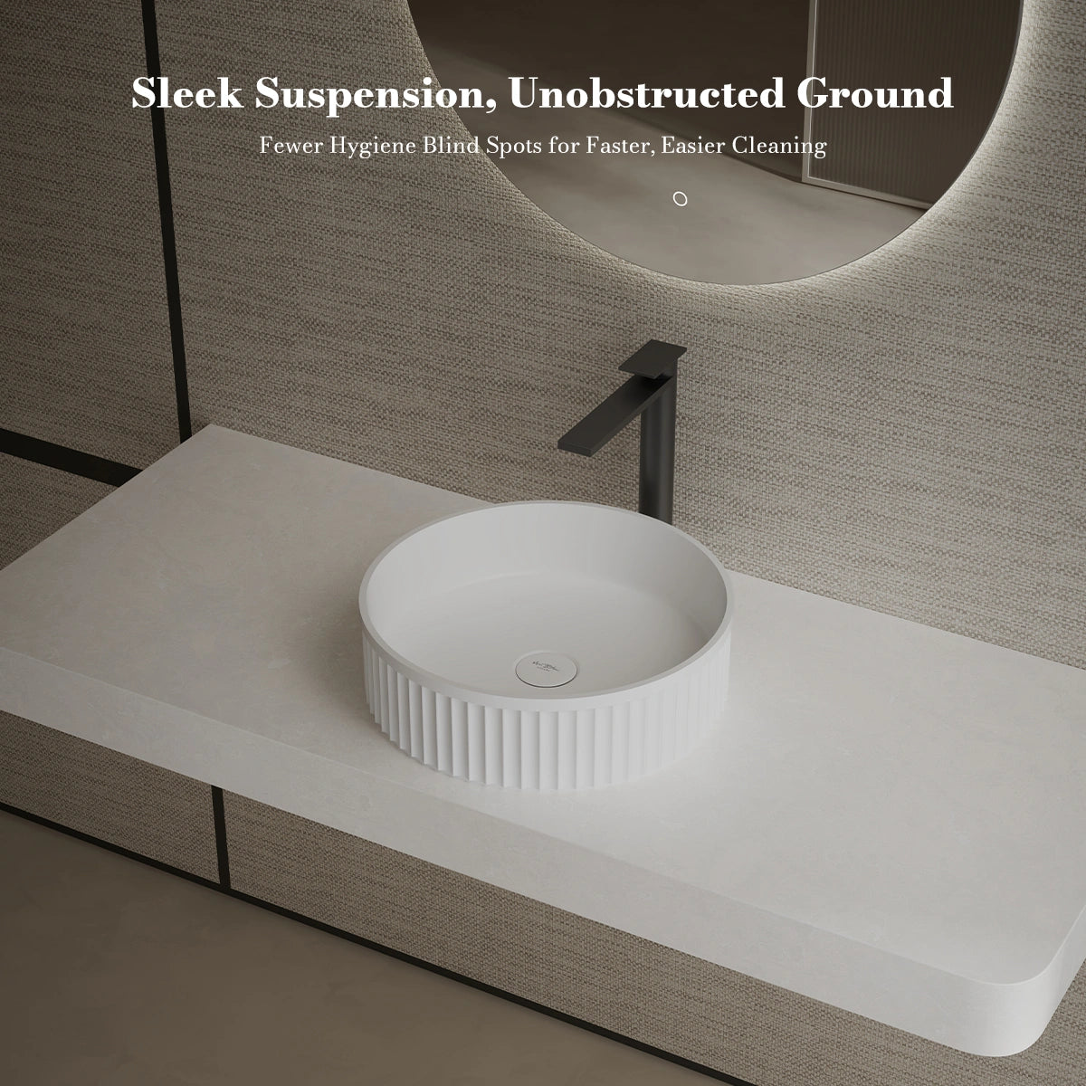 MonBlari TW-A8129 White Solid Surface Countertop Basin 400mm