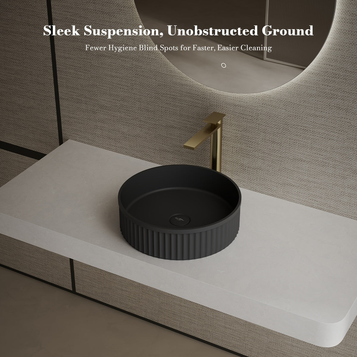 MonBlari TW-A8129 Black Solid Surface Countertop Basin 400mm