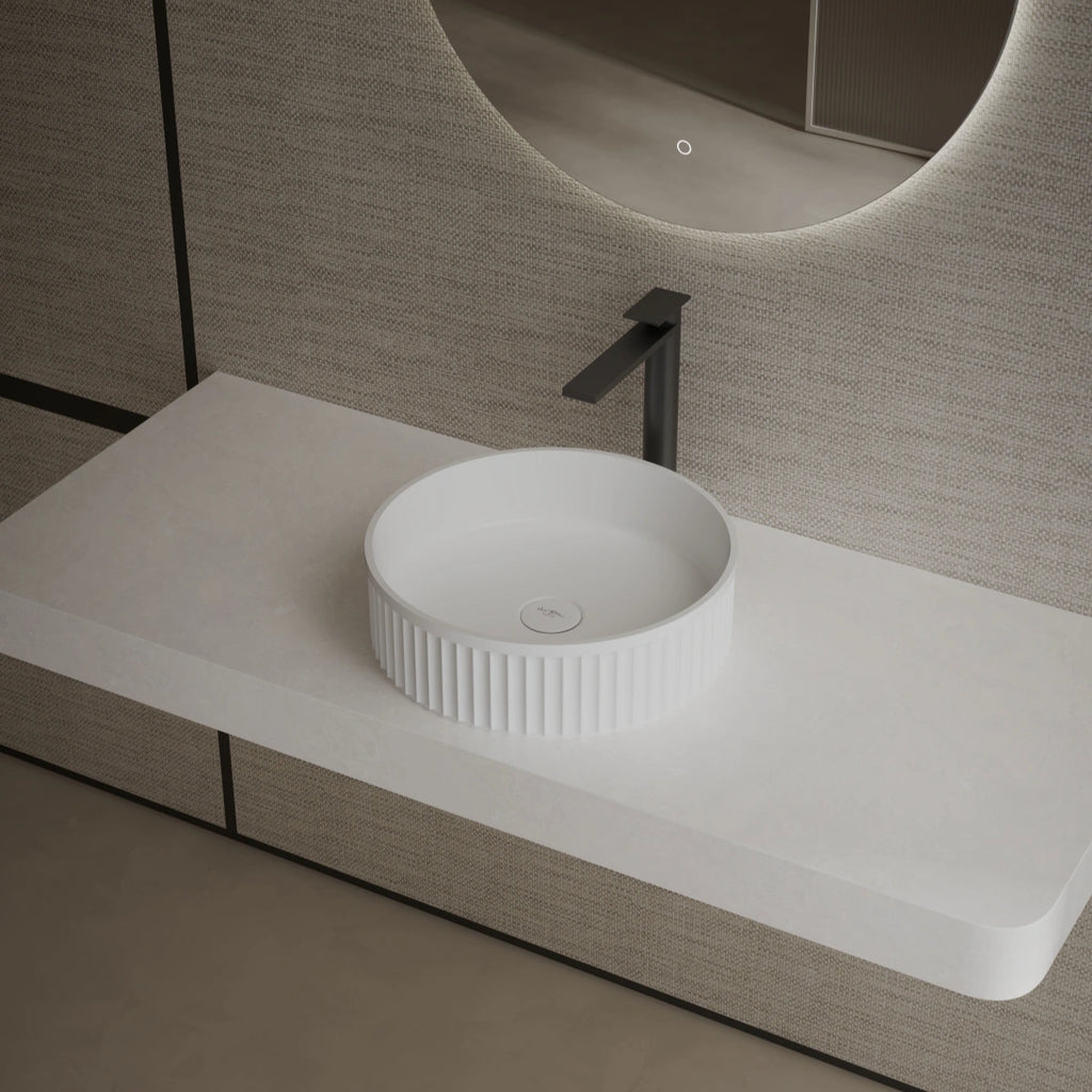 MonBlari TW-A8129 White Solid Surface Countertop Basin 400mm