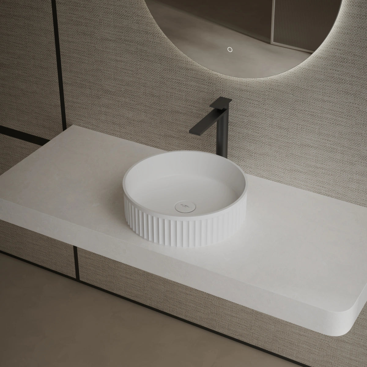 MonBlari TW-A8129 White Solid Surface Countertop Basin 400mm Main image