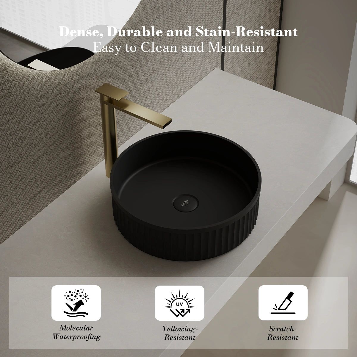 MonBlari TW-A8129 Black Solid Surface Countertop Basin 400mm