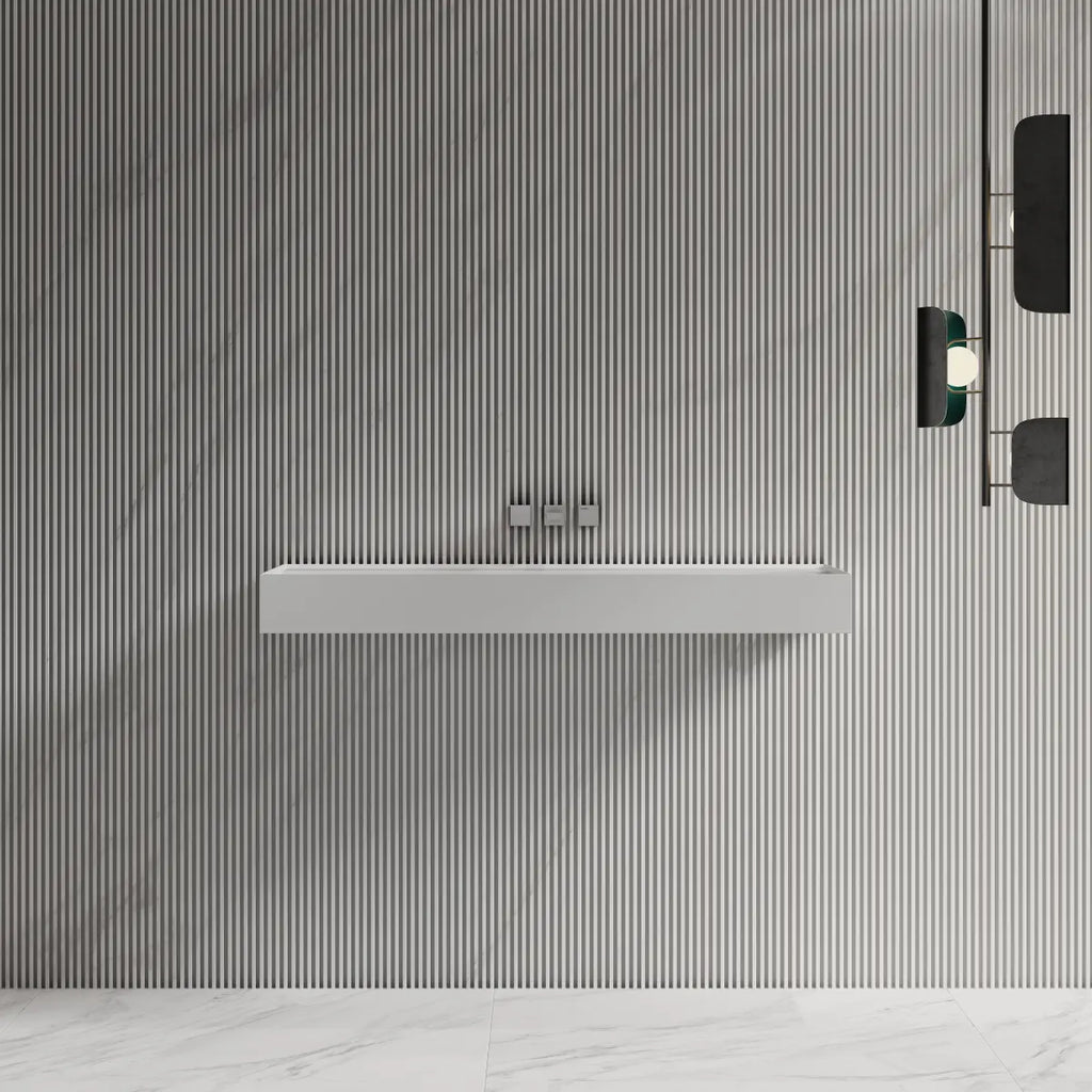 MonBlari TW-G211 Solid Surface Wall-Mounted Basin Bathroom Vessel Sink 800mm - 1200mm Front View