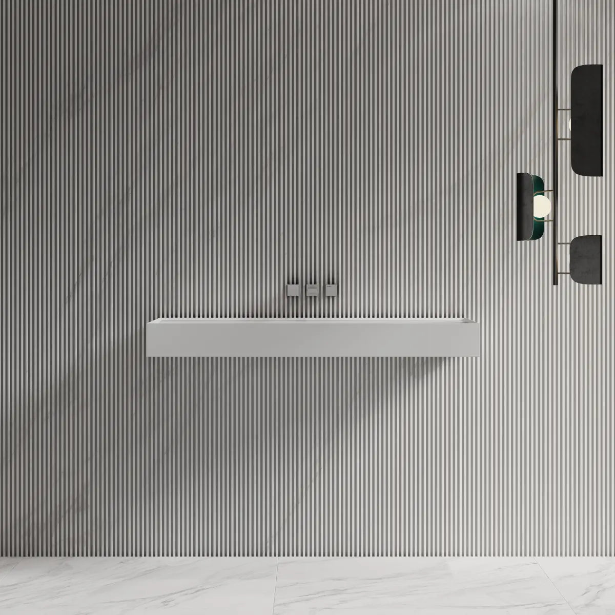 MonBlari TW-G211 Solid Surface Wall-Mounted Basin Bathroom Vessel Sink 800mm - 1200mm Front View