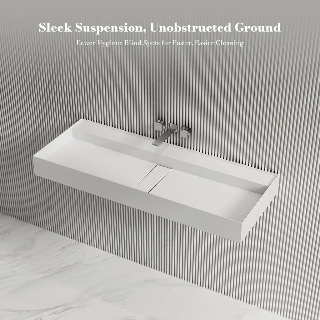 MonBlari TW-G211 Solid Surface Wall-Mounted Basin Bathroom Sink 800mm - 1200mm