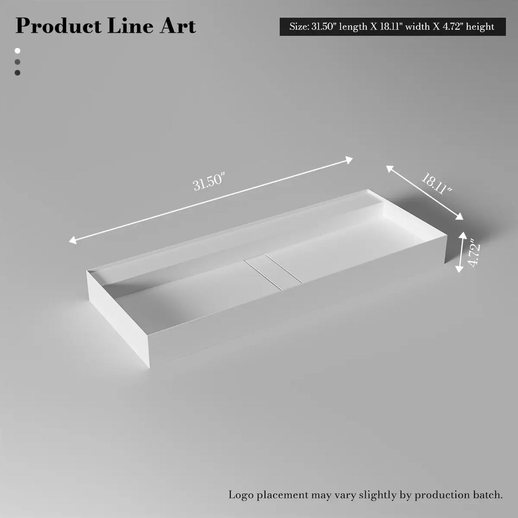 MonBlari TW-G211 Solid Surface Wall-Mounted Basin Bathroom Sink 800mm - 1200mm