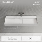 MonBlari TW-G211 Solid Surface Wall-Mounted Basin Bathroom Sink 800mm - 1200mm