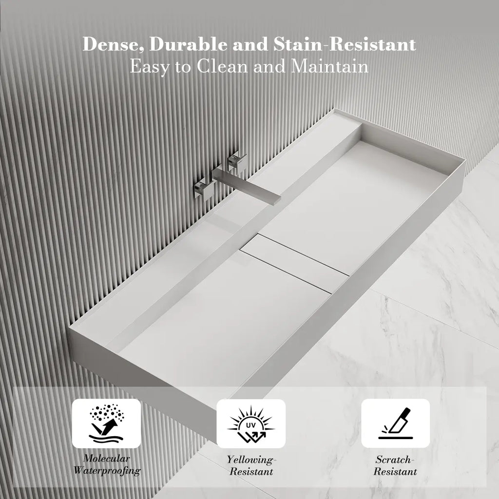 MonBlari TW-G211 Solid Surface Wall-Mounted Basin Bathroom Sink 800mm - 1200mm