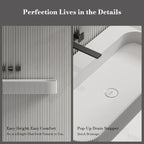 MonBlari TW-G261 Solid Surface Wall-Mounted Basin Bathroom Sink 750mm -1200mm