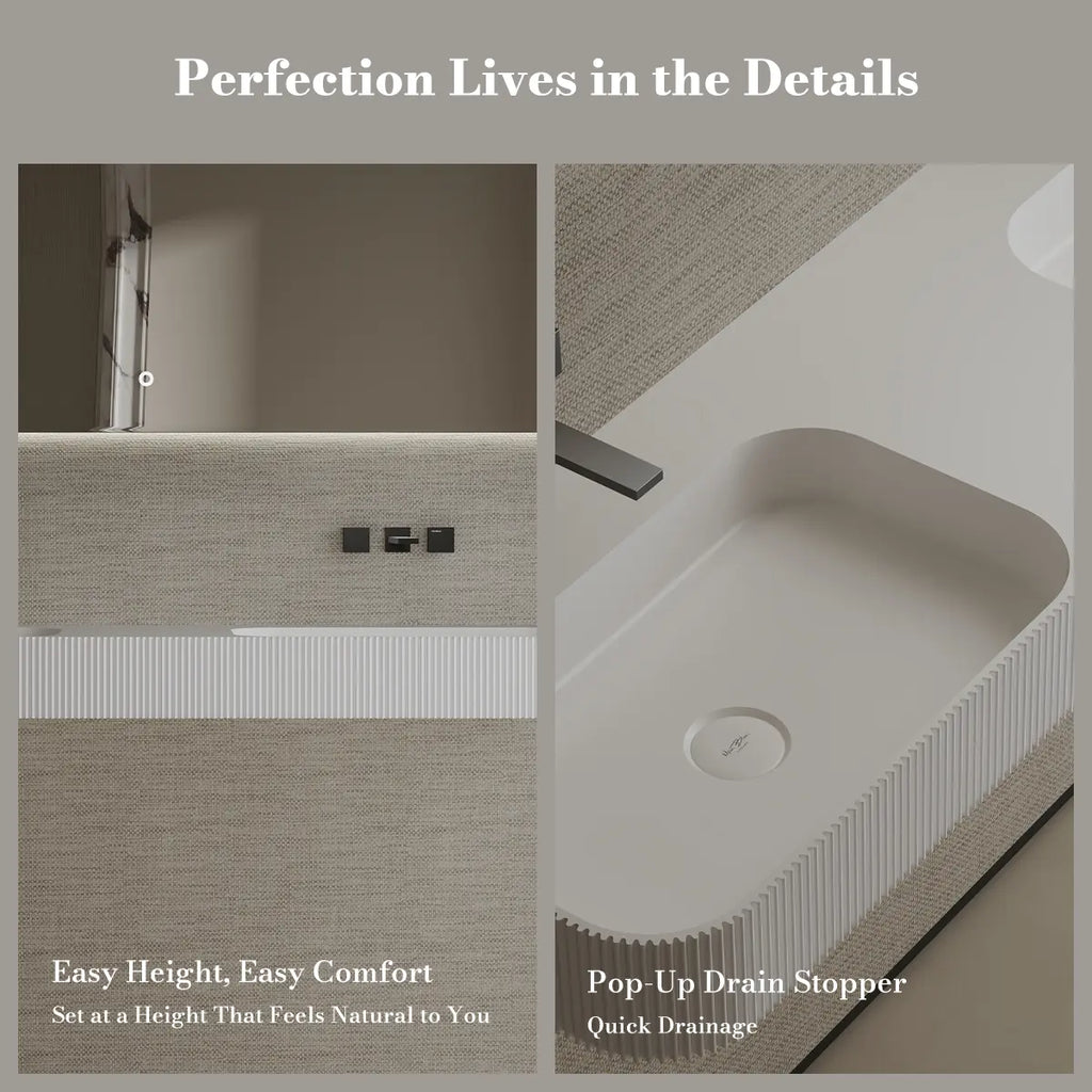 MonBlari TW-G262 Rectangular Wall Mounted Double Sink 1500mm