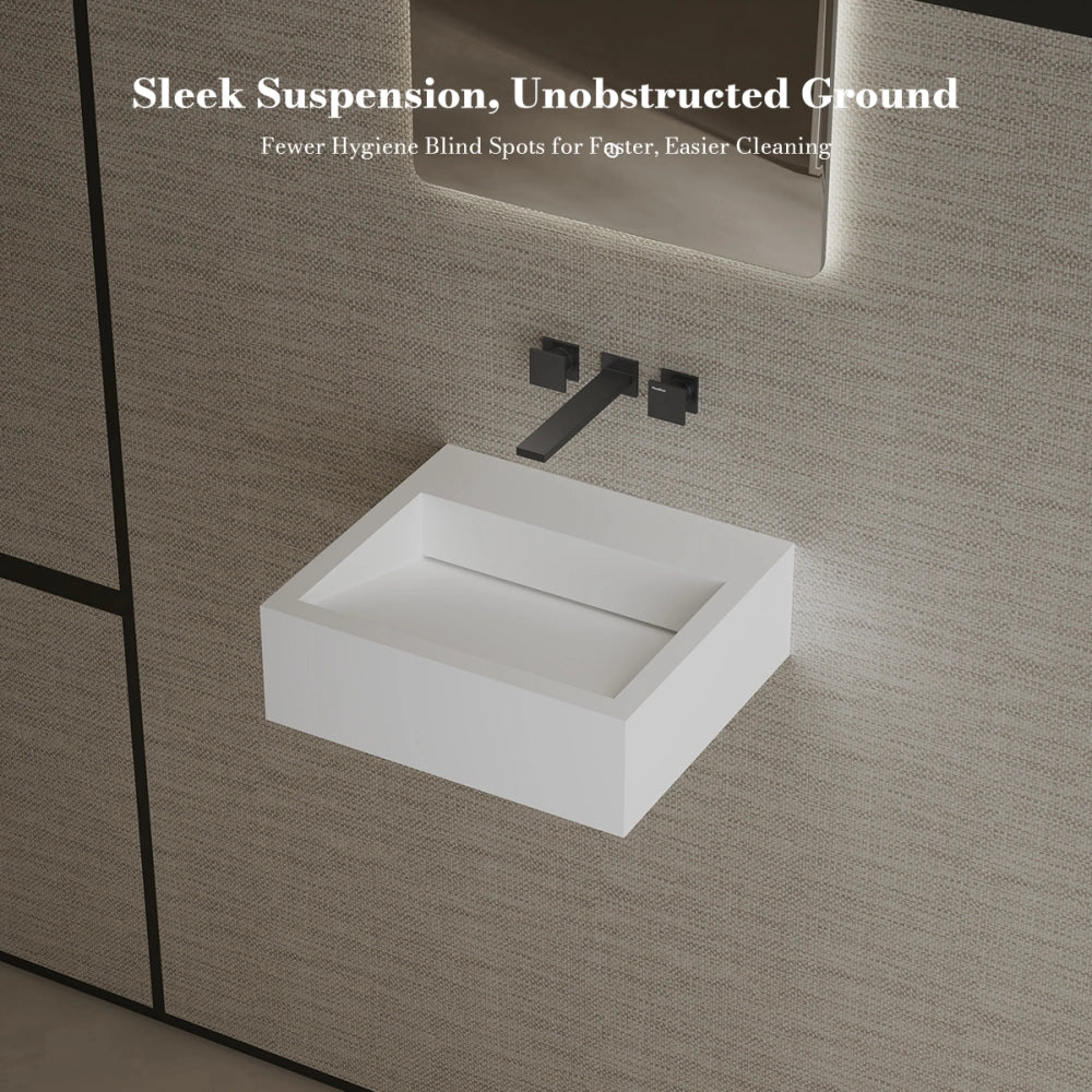 MonBlari TW-G271 Solid Surface Wall-Mounted Basin Bathroom Sink 450mm