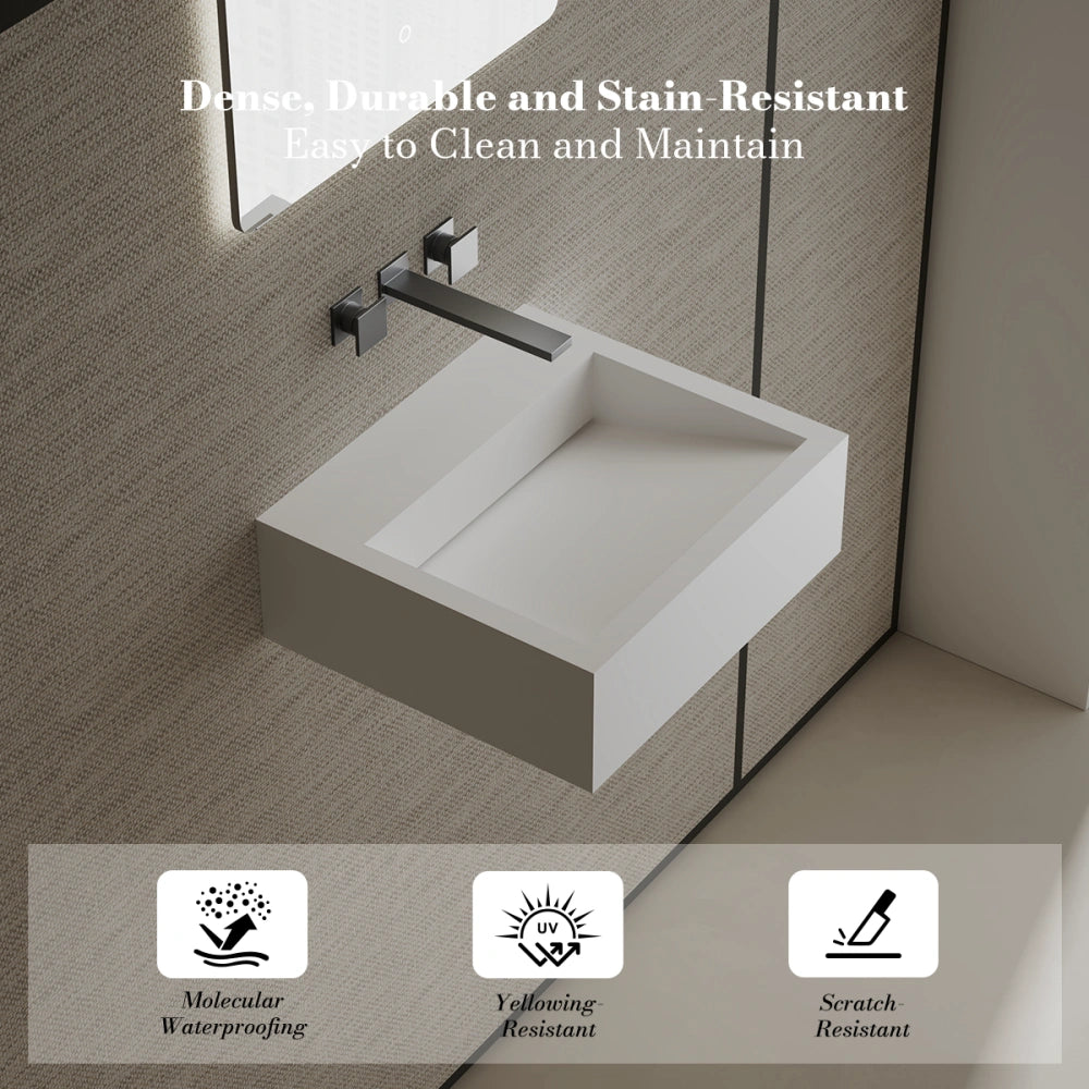 MonBlari TW-G271 Solid Surface Wall-Mounted Basin Bathroom Sink 450mm