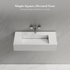 MonBlari TW-G273 White Solid Surface Wall-Mounted Basin 800mm