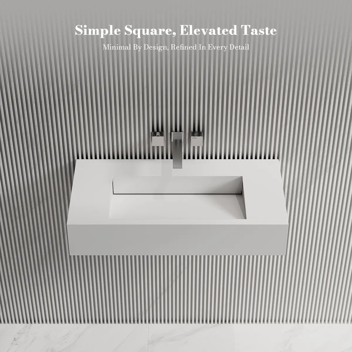 MonBlari TW-G273 White Solid Surface Wall-Mounted Basin 800mm
