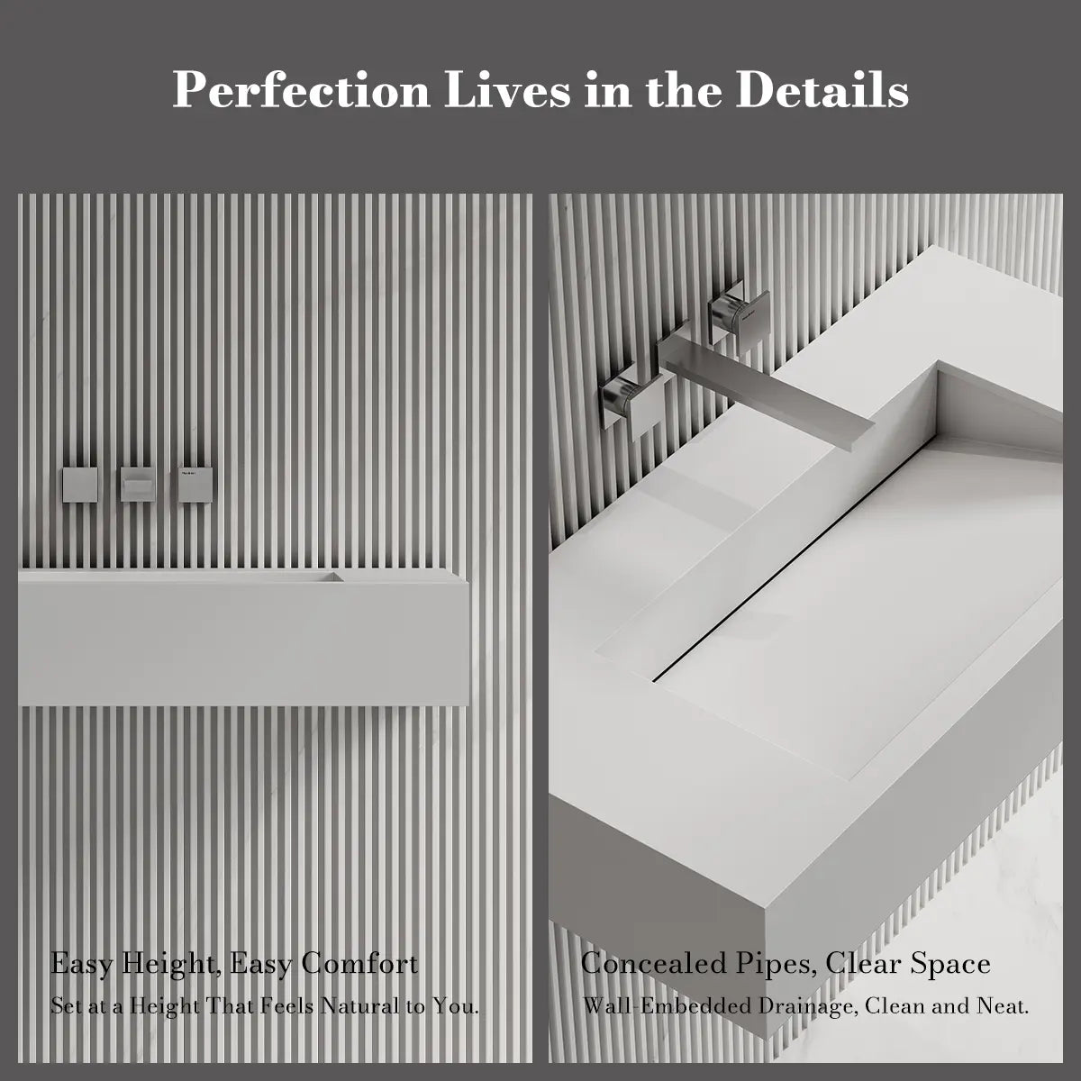 MonBlari TW-G273 White Solid Surface Wall-Mounted Basin 800mm