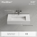 MonBlari TW-G273 White Solid Surface Wall-Mounted Basin 800mm