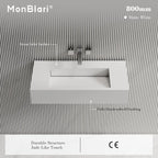 MonBlari TW-G273 White Solid Surface Wall-Mounted Basin 800mm